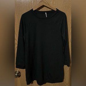 Red Lolly sweater wear with leggings for fall or winter, gray medium